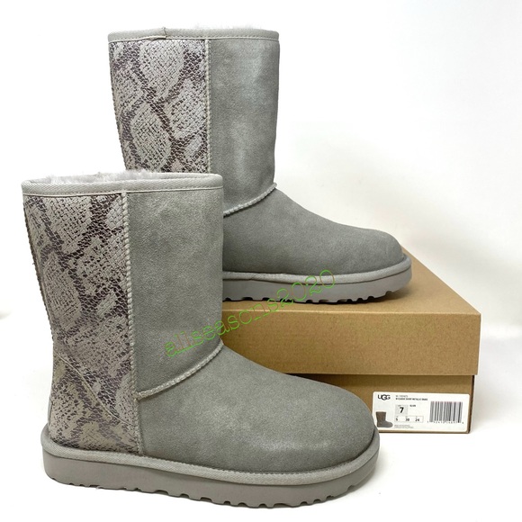 UGG Classic Short Metallic Shake Grey Women Boots - Picture 6 of 9